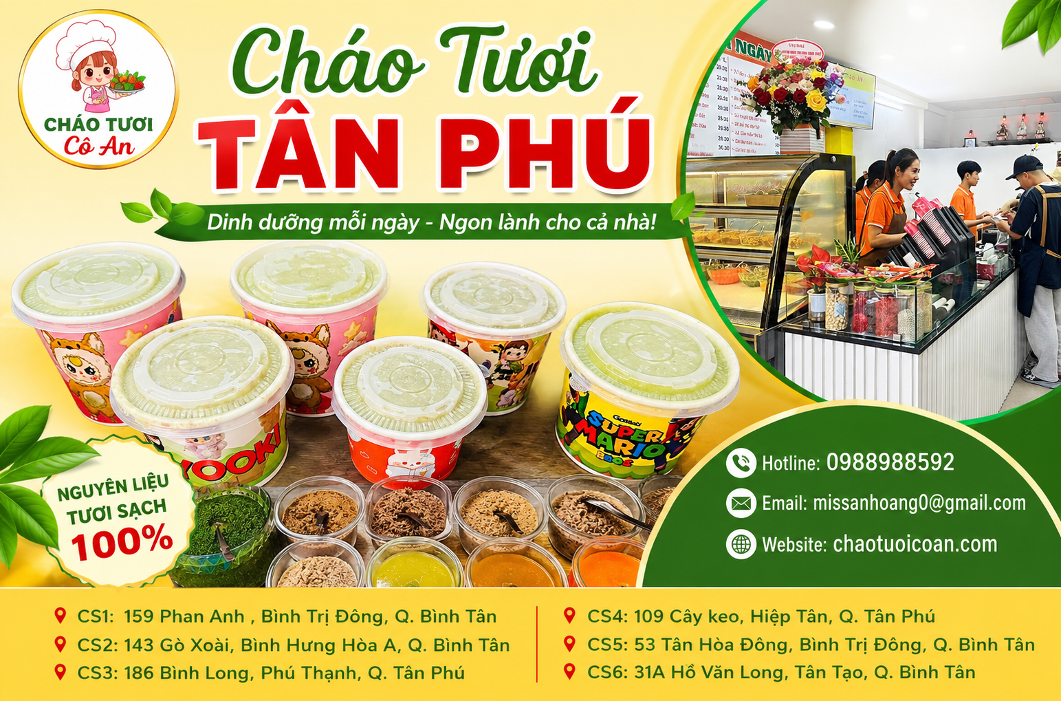 Cháo Tươi Tân Phú – Địa Chỉ Cháo Dinh Dưỡng Được Nhiều Gia Đình Tin Chọn